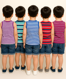 Cotton Stripes Kids Sleeveless Tshirt (Pack of 5)