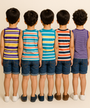 Cotton Stripes Kids Sleeveless Tshirt (Pack of 5)