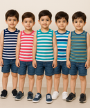 Cotton Stripes Kids Sleeveless Tshirt (Pack of 5)