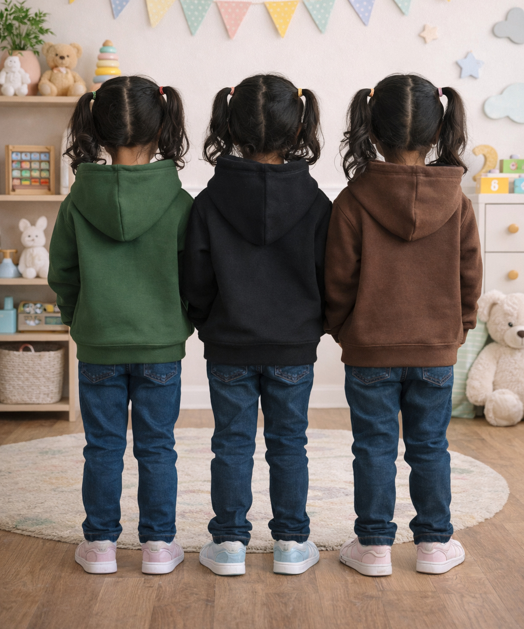 Cotton Kids Cartoon Printed Hoodie Multi Color | Age 2 to 11 Years (Pack of 3 Pieces)