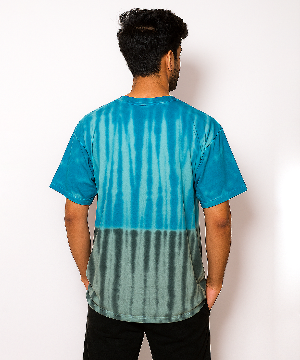 Solid Brand Cotton Round Neck Drop Shoulder/Oversized Lounge Tshirt With Tie-Dye Printed