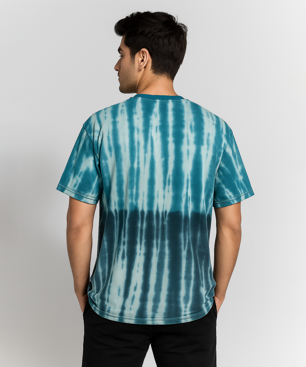 Solid Brand Cotton Round Neck Drop Shoulder/Oversized Lounge Tshirt With Tie-Dye Printed