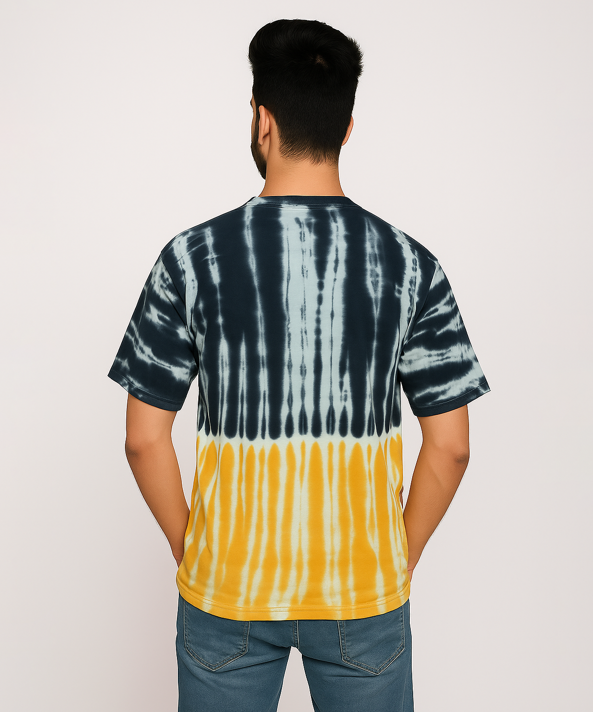 Solid Brand Cotton Round Neck Drop Shoulder/Oversized Lounge Tshirt With Tie-Dye Printed