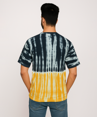 Solid Brand Cotton Round Neck Drop Shoulder/Oversized Lounge Tshirt With Tie-Dye Printed