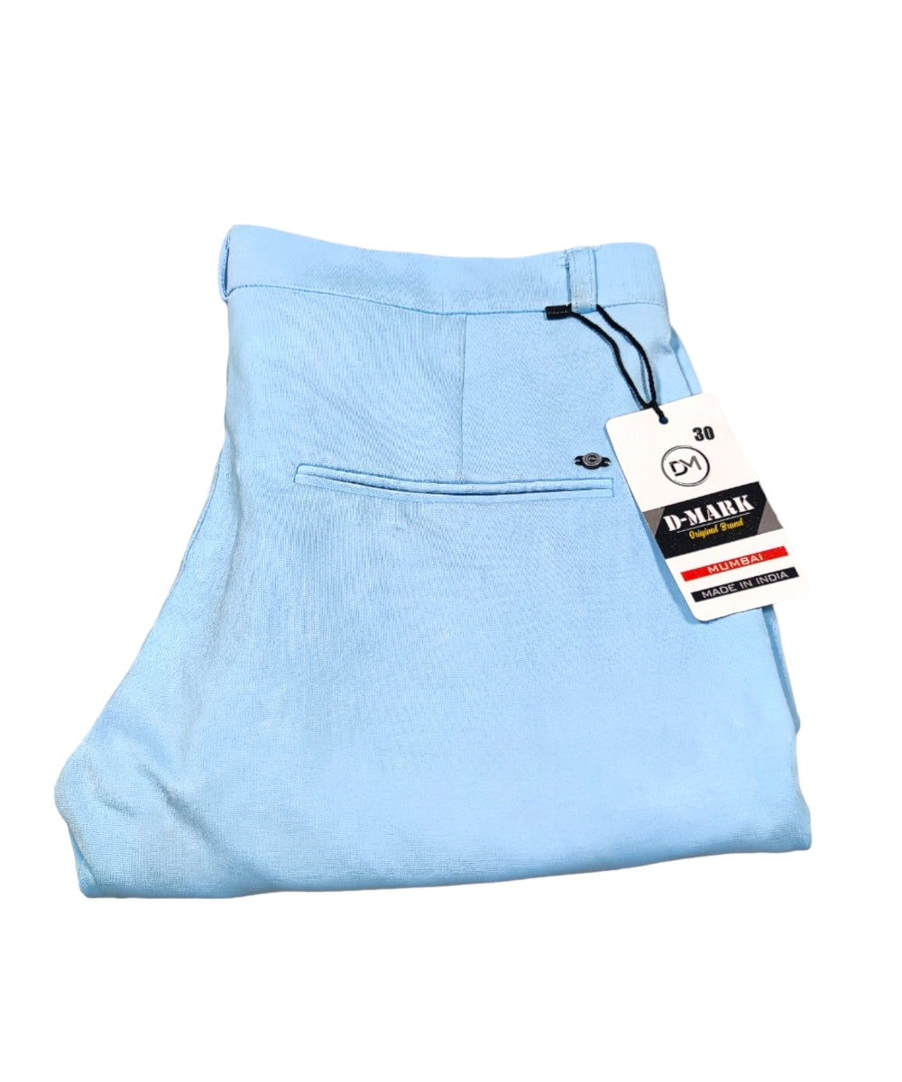 D Mark Slim Fit Lycra Pant Light Blue Colour, Formal Lycra Pant, Regular Fit Lycra Blend Trousers