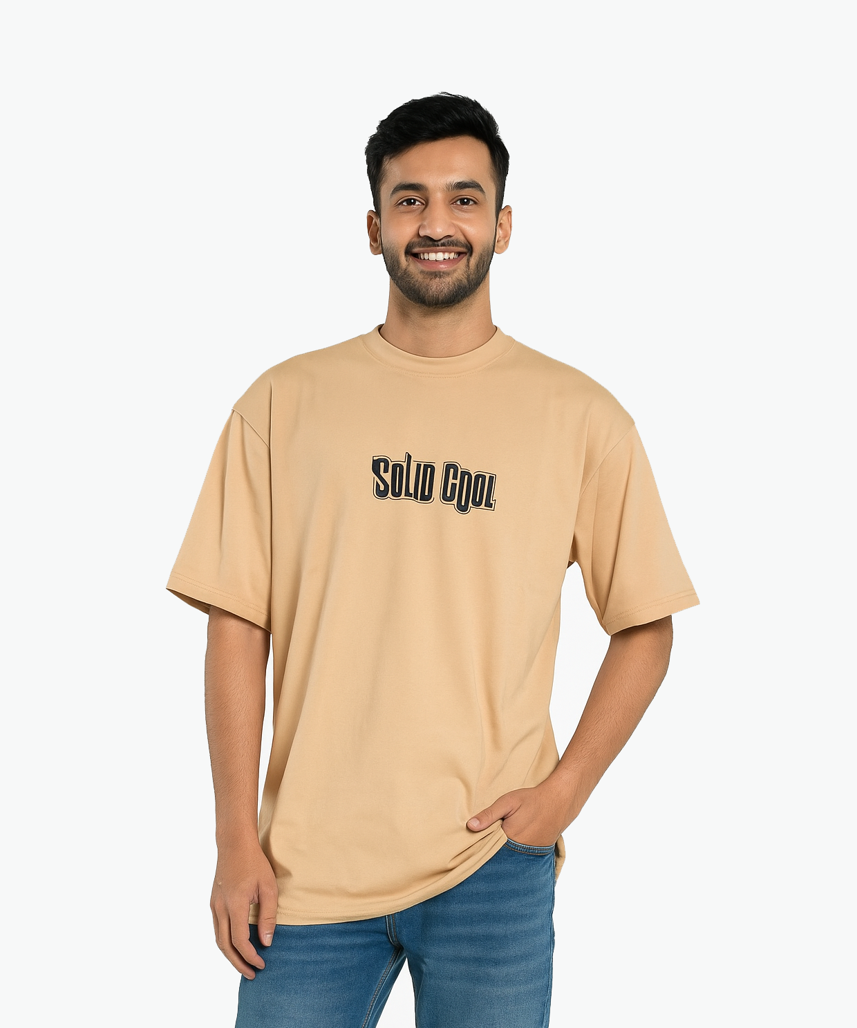 Beige color / Drop Shoulder/Oversized Tshirt With Bart Simpson Printed / Solid Brand