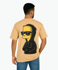 Beige color / Drop Shoulder/Oversized Tshirt With Bart Simpson Printed / Solid Brand