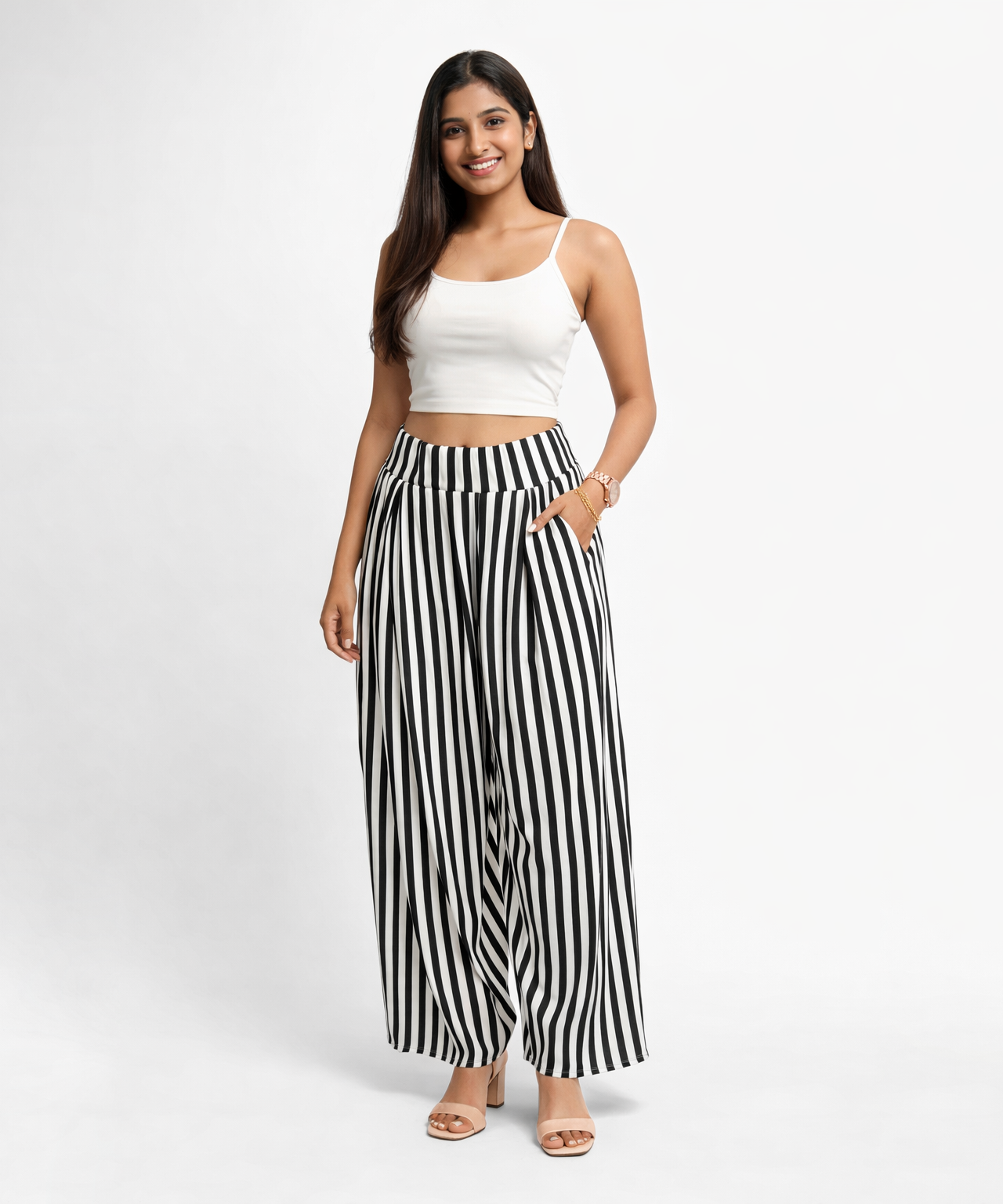 Elephant Palazzo Pant | Casual Wear for Women | Black Zebra Lines