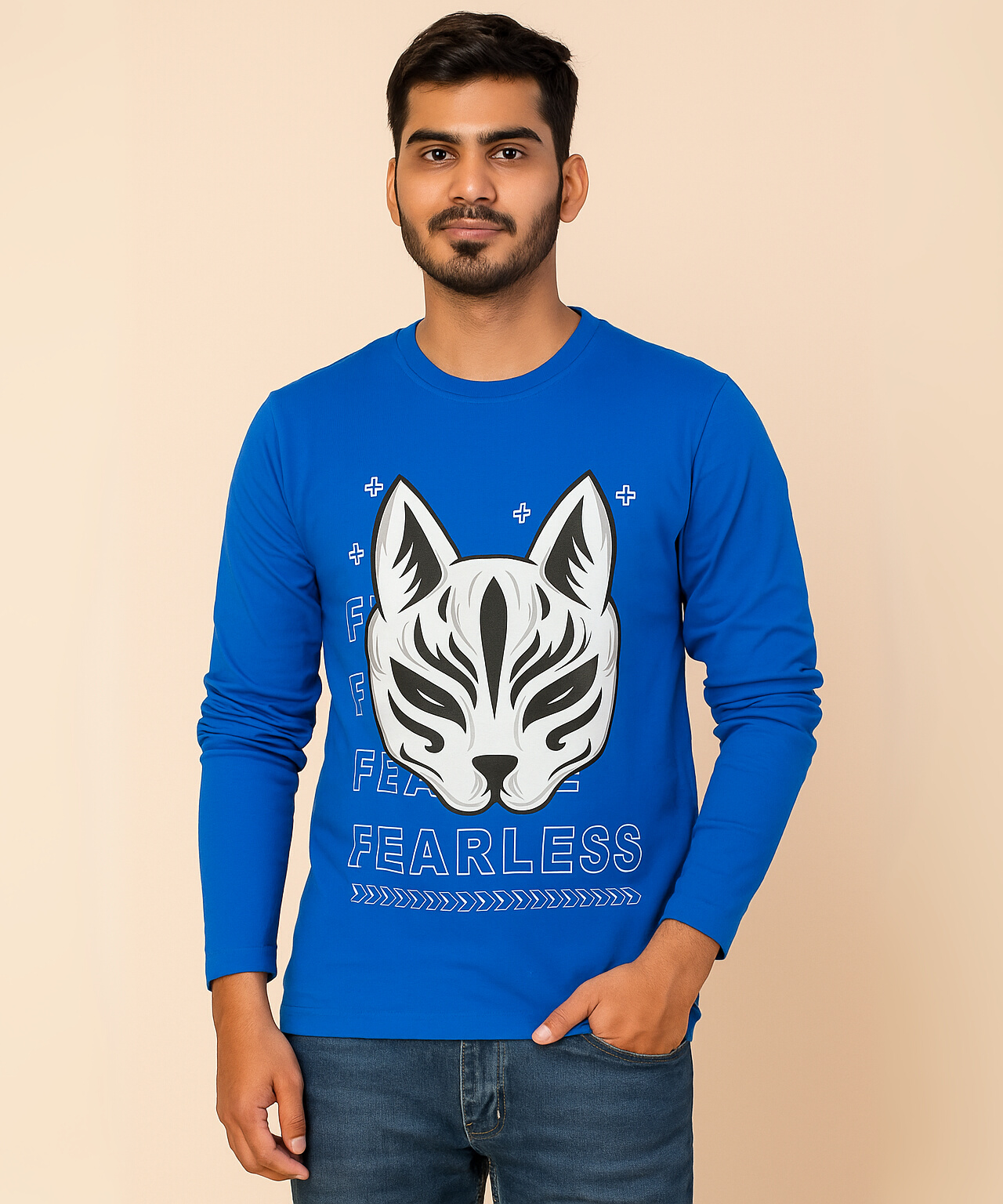 Full Sleeve Round Neck T Shirt / 100% Combed Cotton Single Jersey Bio Wash / ROLLS RUN