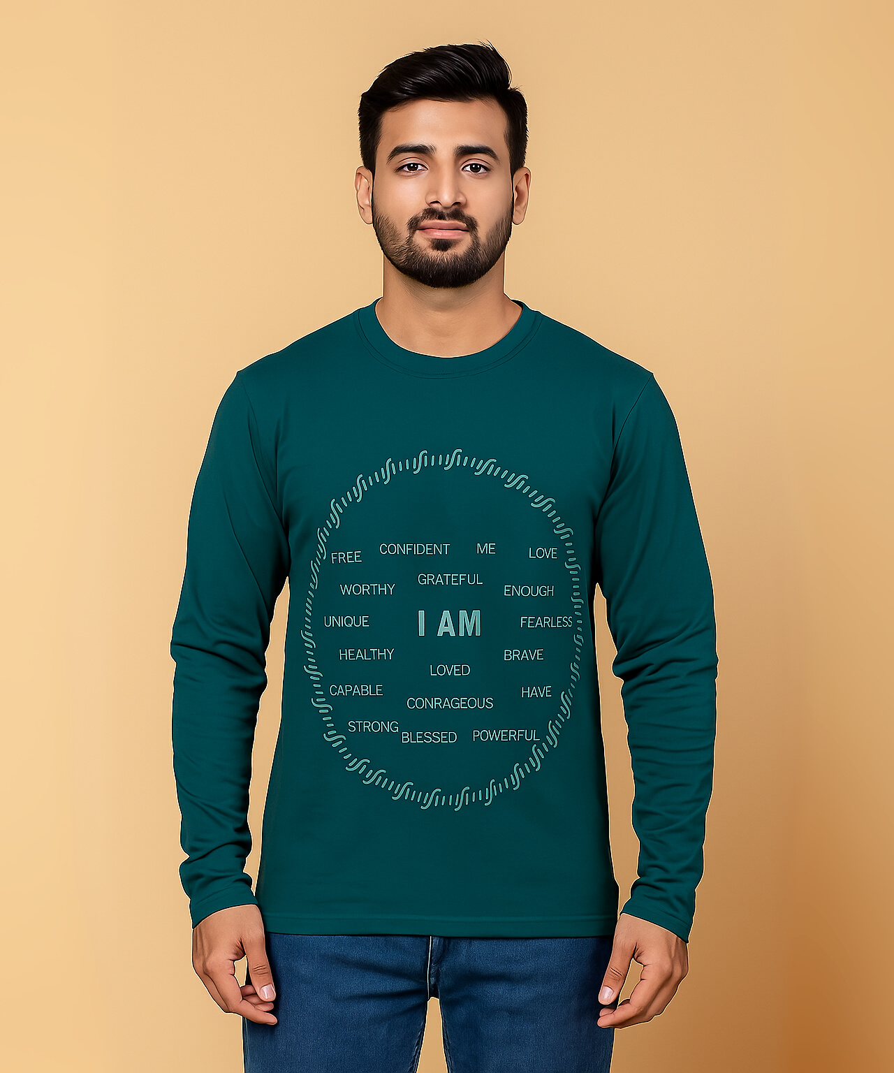 Full Sleeve Round Neck T Shirt / 100% Combed Cotton Single Jersey Bio Wash / ROLLS RUN