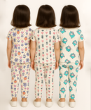 Girl Kids All Over Printed Co-ord Set | Tshirt and Pant | Age 3 to 6 Years (Pack of 3 Sets)