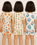 Girl Kids All Over Printed Co-ord Set | Tshirt and Shorts | Age 0 to 3 Years (Pack of 3 Sets)