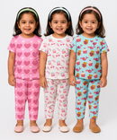 Girl Kids All Over Printed Co-ord Set | Tshirt and Pant | Age 3 to 6 Years (Pack of 3 Sets)
