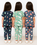 Girl Kids All Over Printed Co-ord Set | Tshirt and Pant | Age 3 to 6 Years (Pack of 3 Sets)