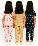 Girl Kids All Over Printed Co-ord Set | Tshirt and Pant | Age 3 to 6 Years (Pack of 3 Sets)
