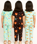 Girl Kids All Over Printed Co-ord Set | Tshirt and Pant | Age 3 to 6 Years (Pack of 3 Sets)