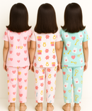 Girl Kids All Over Printed Co-ord Set | Tshirt and Pant | Age 3 to 6 Years (Pack of 3 Sets)