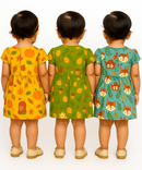 Girl Baby Frock 100% Cotton Floral Printed Gown Dress/Frock Dress | Age 0 to 12 Months (Pack of 3 Pieces)