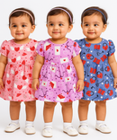 Girl Baby Frock 100% Cotton Floral Printed Gown Dress/Frock Dress | Age 0 to 12 Months (Pack of 3 Pieces)