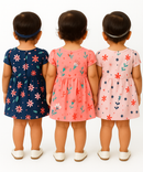Girl Baby Frock 100% Cotton Floral Printed Gown Dress/Frock Dress | Age 0 to 12 Months (Pack of 3 Pieces)
