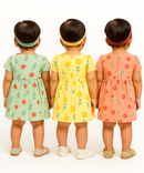 Girl Baby Frock 100% Cotton Floral Printed Gown Dress/Frock Dress | Age 0 to 12 Months (Pack of 3 Pieces)