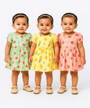 Girl Baby Frock 100% Cotton Floral Printed Gown Dress/Frock Dress | Age 0 to 12 Months (Pack of 3 Pieces)