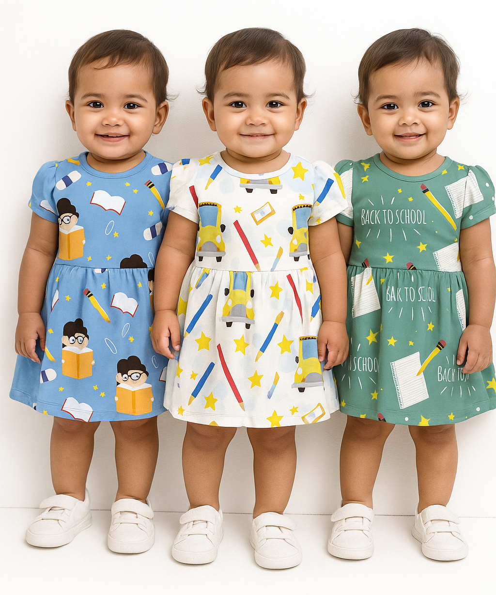 Girl Baby Frock 100% Cotton Floral Printed Gown Dress/Frock Dress | Age 0 to 12 Months (Pack of 3 Pieces)