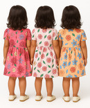 Girl Baby Frock 100% Cotton Floral Printed Gown Dress/Frock Dress | Age 0 to 12 Months (Pack of 3 Pieces)