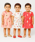 Girl Baby Frock 100% Cotton Floral Printed Gown Dress/Frock Dress | Age 0 to 12 Months (Pack of 3 Pieces)