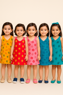Girls 100% Cotton Printed 1 To 5 Years Gown Dress/Frock Dress (Pack of 5)