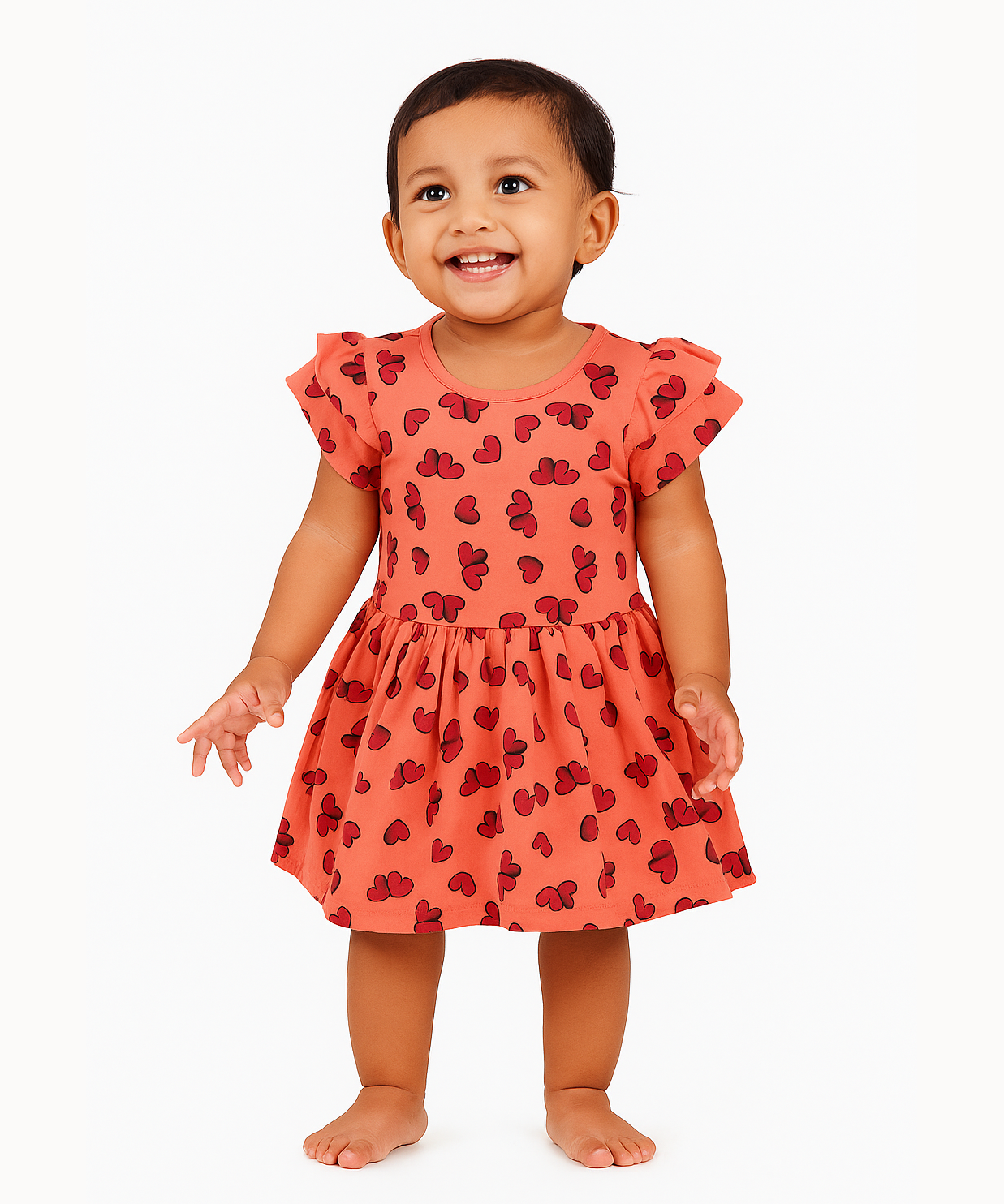 Girls 100% Cotton Printed Gown Dress/Frock Dress | Age 3-18 Months | Pink Colour