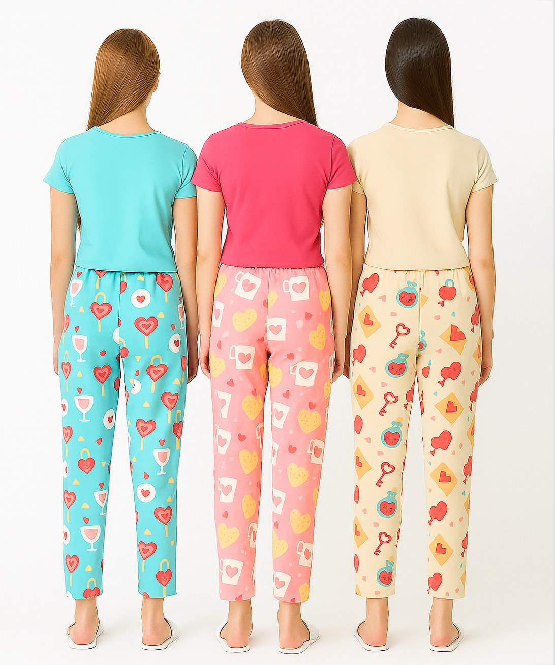 Women's 100% Printed Soft Cotton Night Wear | Track Pant - Pyjama (Pack of 3)