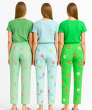 Women's 100% Printed Soft Cotton Night Wear | Track Pant - Pyjama (Pack of 3)