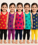 Girls 100% Cotton Printed 1 To 2 Years Gown Dress/Frock Dress (Pack of 5)