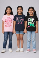 Girls Printed Casual Round Neck T-shirt (Pack of 3 Pieces)