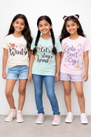 Girls Printed Casual Round Neck T-shirt (Pack of 3 Pieces)