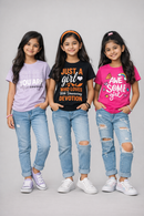 Girls Printed Casual Round Neck T-shirt (Pack of 3 Pieces)