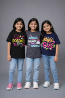 Girls Printed Casual Round Neck T-shirt (Pack of 3 Pieces)