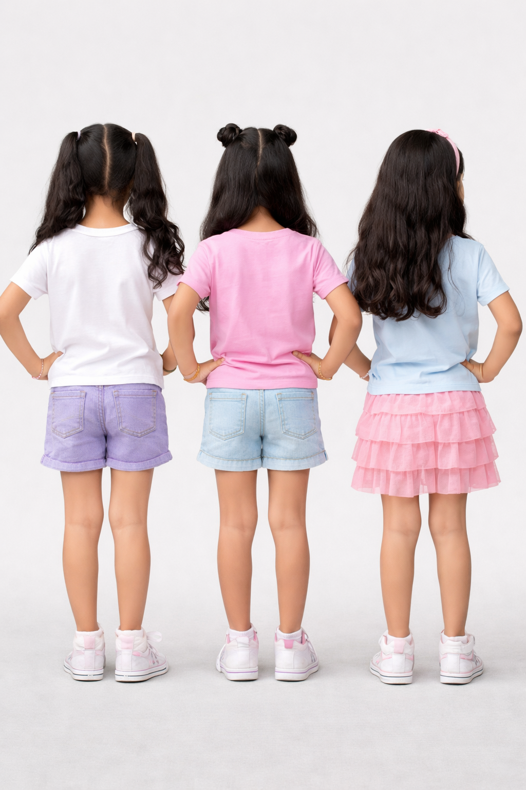 Girls Printed Casual Round Neck T-shirt (Pack of 3 Pieces)