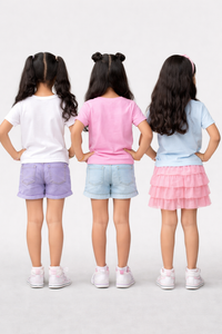 Girls Printed Casual Round Neck T-shirt (Pack of 3 Pieces)