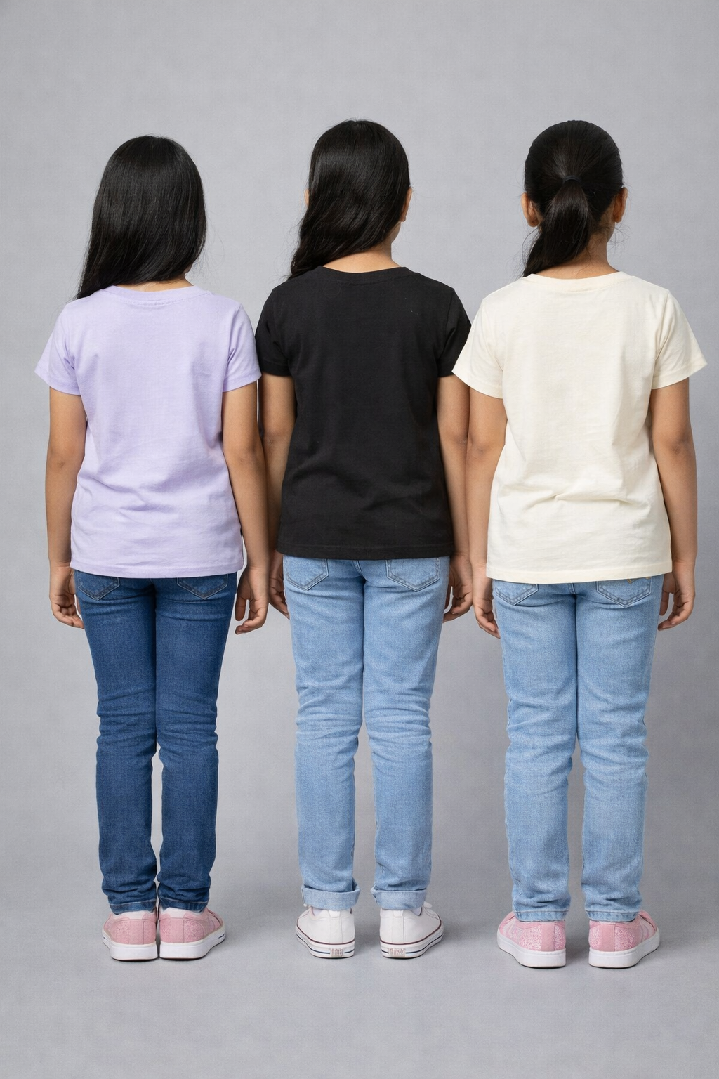 Girls Printed Casual Round Neck T-shirt (Pack of 3 Pieces)