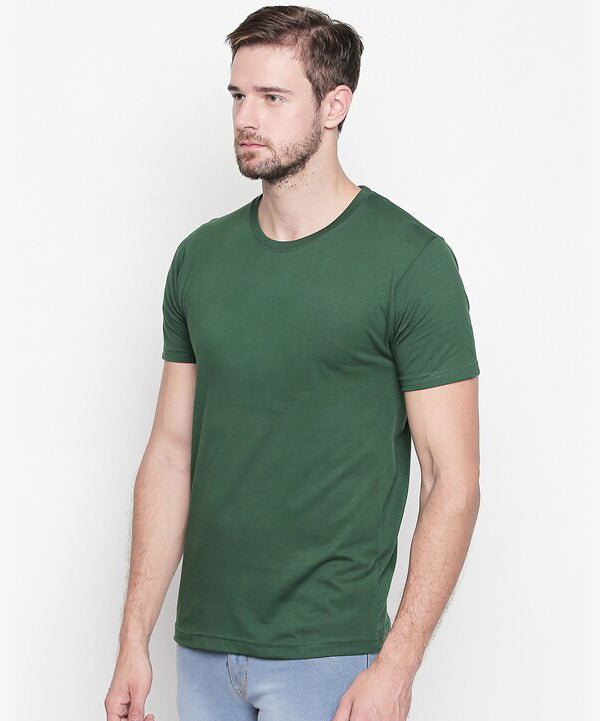 Premium Cotton Green Plain Round Neck Tshirt