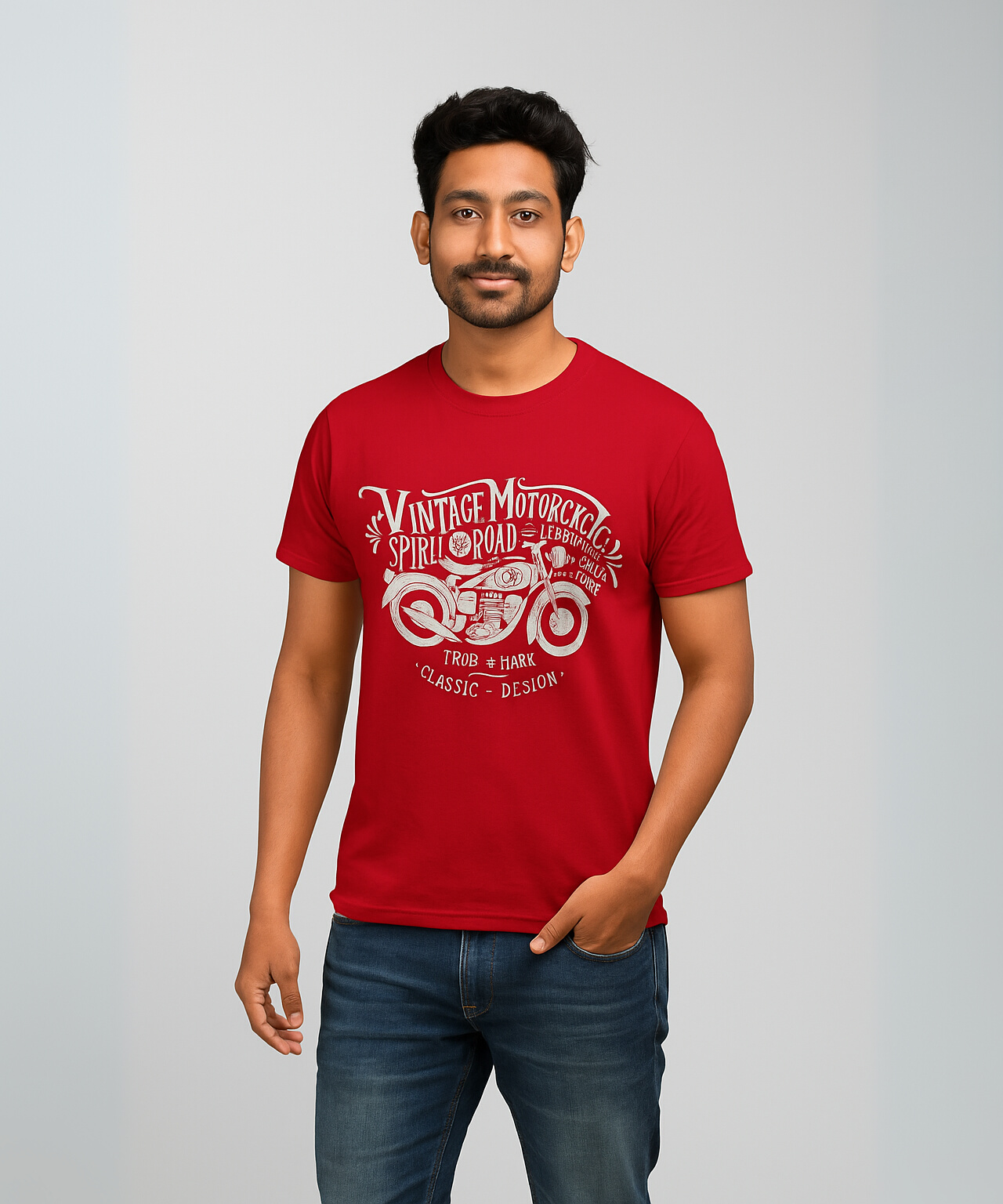 Half Sleeve Round Neck Tshirt / 100% Cotton Fine Bio Wash / ROLLS RUN