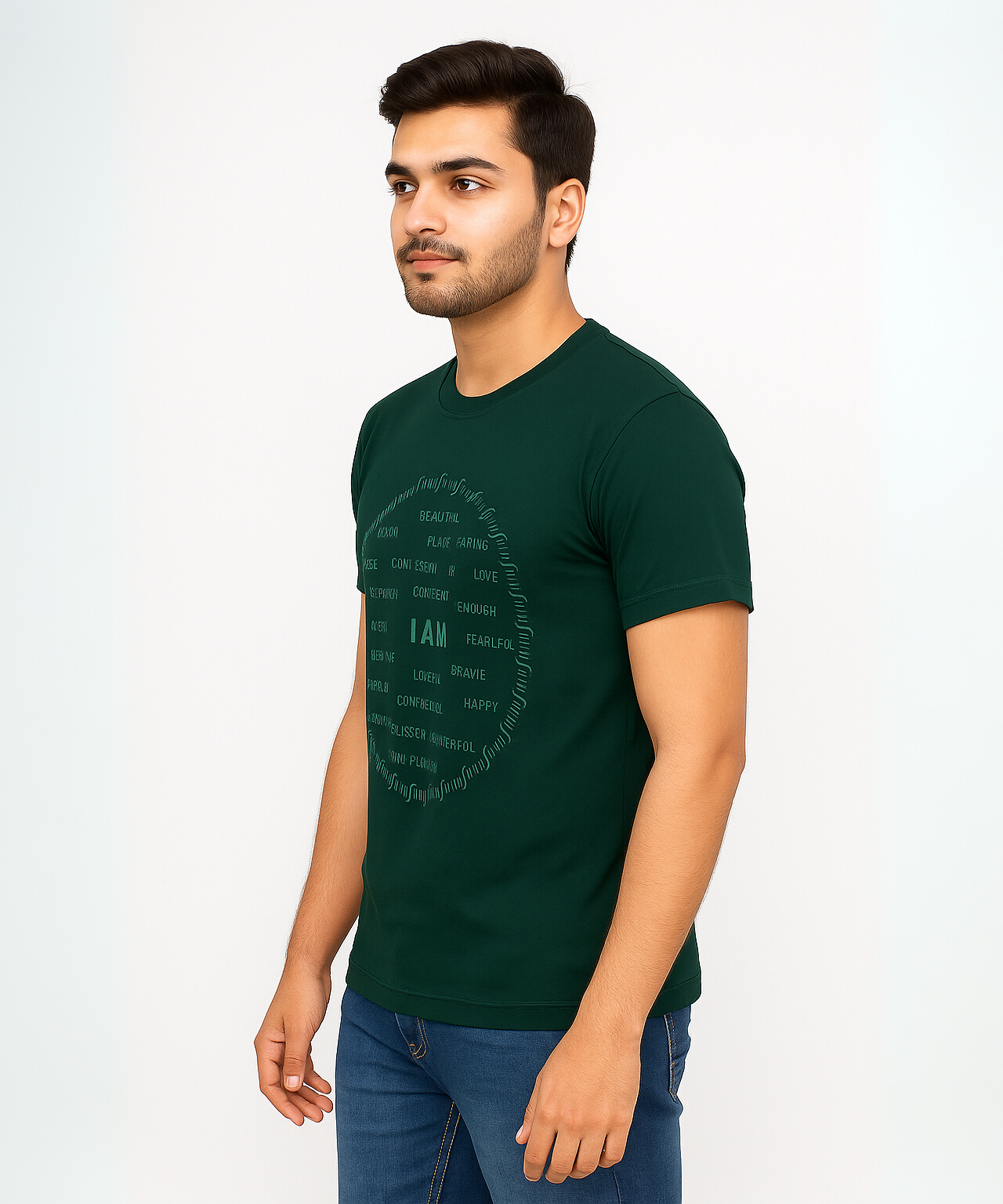 Half Sleeve Round Neck Tshirt / 100% Cotton Fine Bio Wash / ROLLS RUN