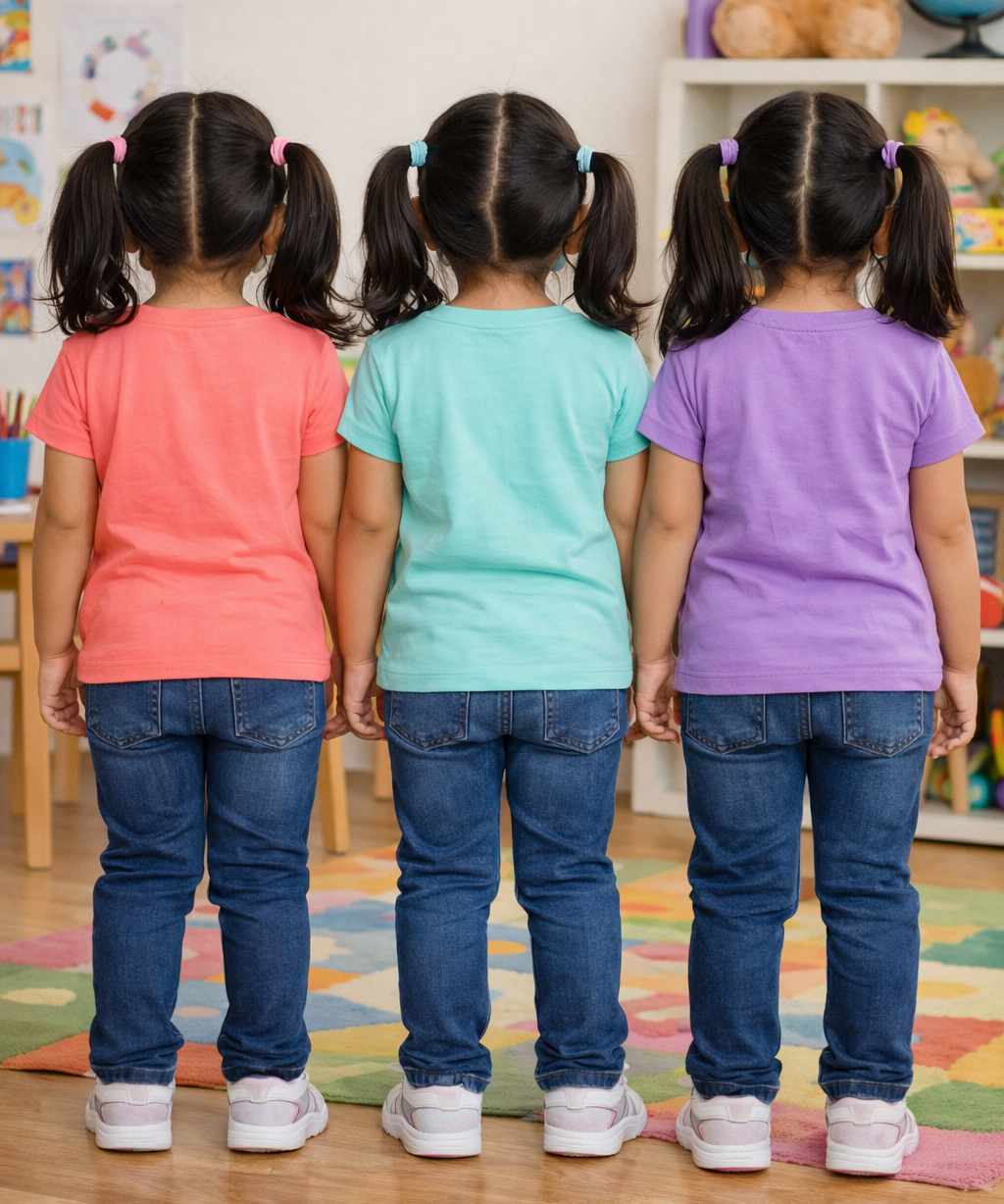 Kids Cotton Girls Tshirt With Cartoon Print Multi Color | Age 0 to 6 Years (Pack of 3 Pieces)