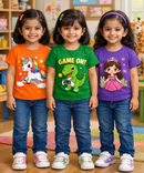 Kids Cotton Girls Tshirt With Cartoon Print Multi Color | Age 0 to 6 Years (Pack of 3 Pieces)