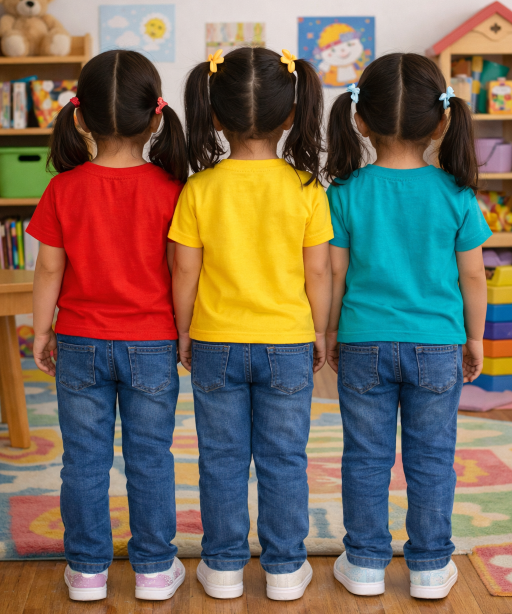 Kids Cotton Girls Tshirt With Cartoon Print Multi Color | Age 0 to 6 Years (Pack of 3 Pieces)