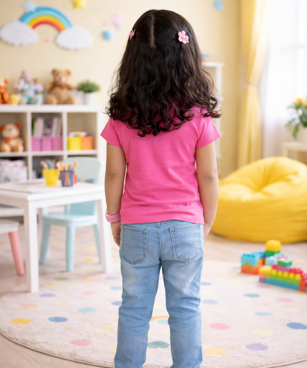 Kids Cotton Girls Plain T-shirt  | Age 0 to 6 Years | Solid Color