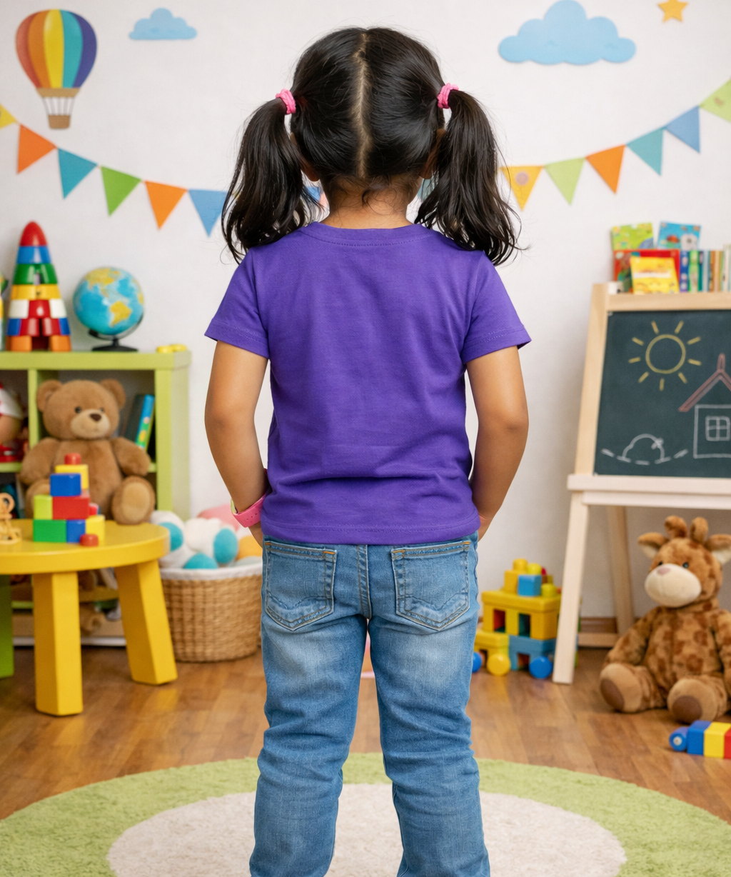 Kids Cotton Girls Plain T-shirt  | Age 0 to 6 Years | Solid Color