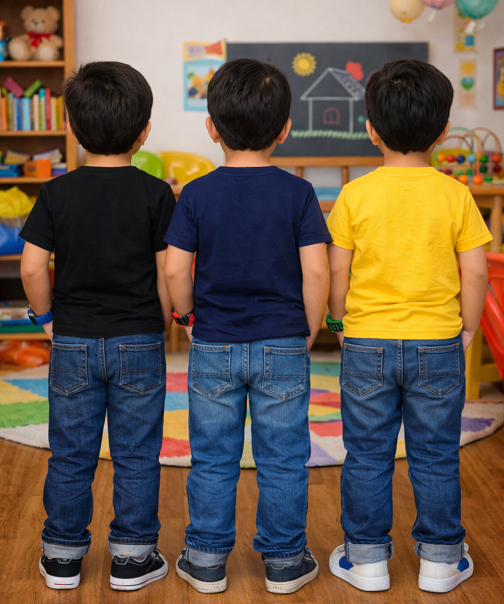 Kids Cotton Boys Tshirt Plain Multi Color | Age 0 to 6 Years (Pack of 3 Pieces)